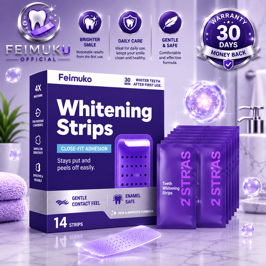 Tiras Blanqueadoras Dentales Feimuko™ – Sonrisa Más Blanca en 30 Minutos